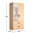 Better Home Products Grace Armoire Wardrobe with Mirror & Drawers Beech (Maple)