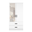 Better Home Products Grace Armoire Wardrobe with Mirror & Drawers in White