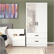 Better Home Products Grace Armoire Wardrobe with Mirror & Drawers in White