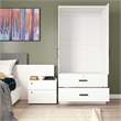 Better Home Products Grace Armoire Wardrobe with Mirror & Drawers in White