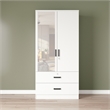 Better Home Products Grace Armoire Wardrobe with Mirror & Drawers in White