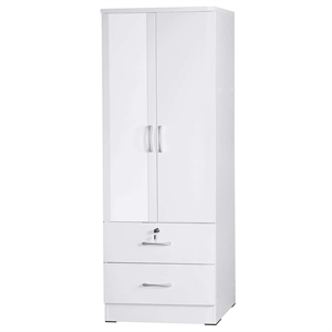 better home products grace armoire wardrobe with mirror & drawers in white