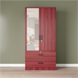 Better Home Products Grace Armoire Wardrobe with Mirror & Drawers in Mahogany