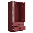 Better Home Products Grace Armoire Wardrobe with Mirror & Drawers in Mahogany