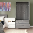 Better Home Products Grace Armoire Wardrobe with Mirror & Drawers in Gray