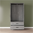 Better Home Products Grace Armoire Wardrobe with Mirror & Drawers in Gray