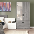 Better Home Products Grace Armoire Wardrobe with Mirror & Drawers in Gray