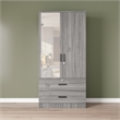 Better Home Products Grace Armoire Wardrobe with Mirror & Drawers in Gray