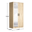 Better Home Products Harmony Two Door Armoire Wardrobe w / Mirror in Natural Oak
