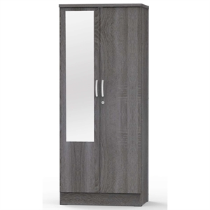 better home products harmony two door armoire wardrobe with mirror in gray