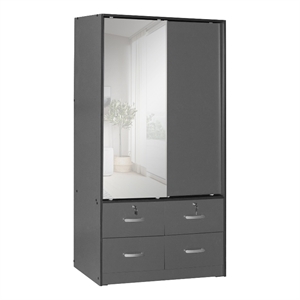 better home products sarah double sliding door armoire with mirror in dark gray