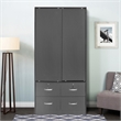 Better Home Products Sarah Modern Wood Double Sliding Door Armoire in Dark Gray