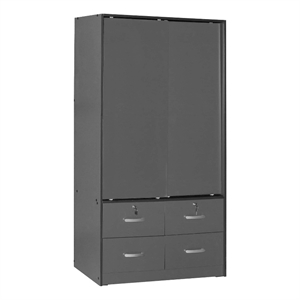 better home products sarah modern wood double sliding door armoire in dark gray