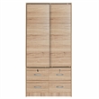 Better Home Products Sarah Modern Wood Double Sliding Door Armoire Natural Oak