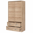 Better Home Products Sarah Modern Wood Double Sliding Door Armoire Natural Oak