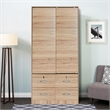 Better Home Products Sarah Modern Wood Double Sliding Door Armoire Natural Oak