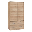 Better Home Products Sarah Modern Wood Double Sliding Door Armoire Natural Oak