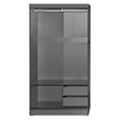 Better Home Products Modern Wood Double Sliding Door Wardrobe Natural Oak /Gray
