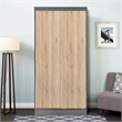 Better Home Products Modern Wood Double Sliding Door Wardrobe Natural Oak /Gray
