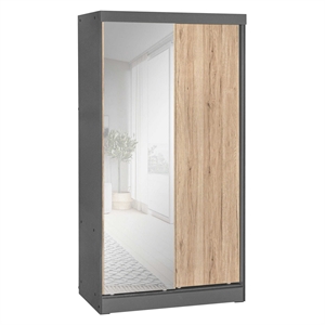 better home products modern wood double sliding door wardrobe natural oak /gray