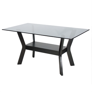 better home products barcelona mid-century modern black wood glass dining table