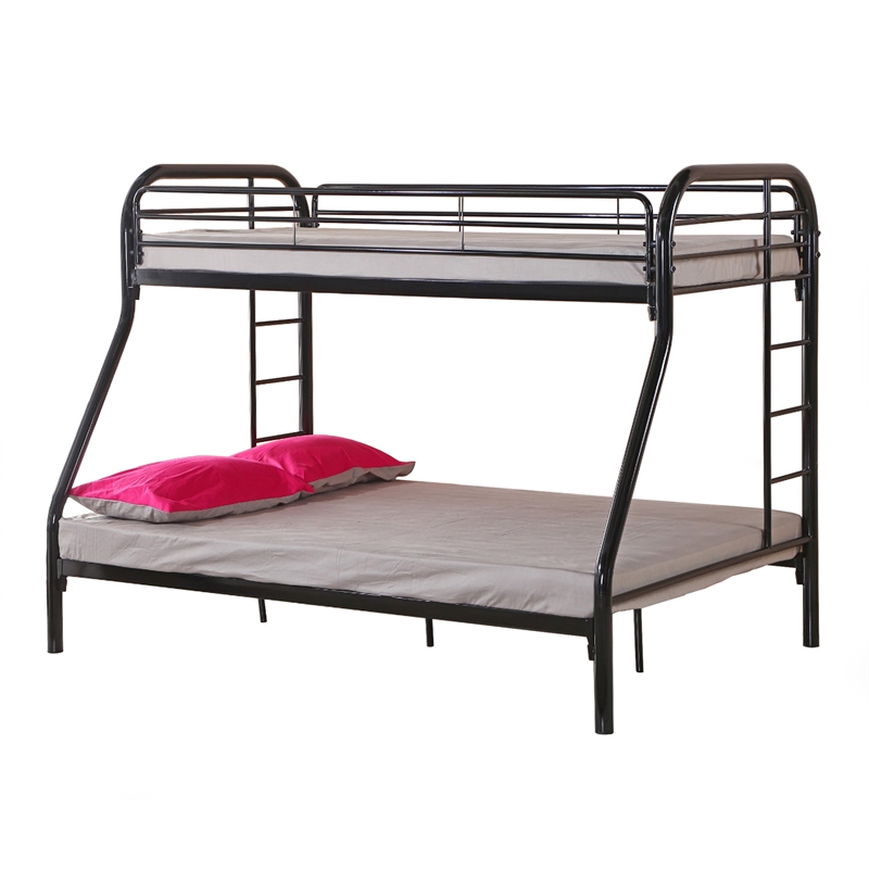 Better Home Products Oasis Twin over Full Metal Bunk Bed in Black