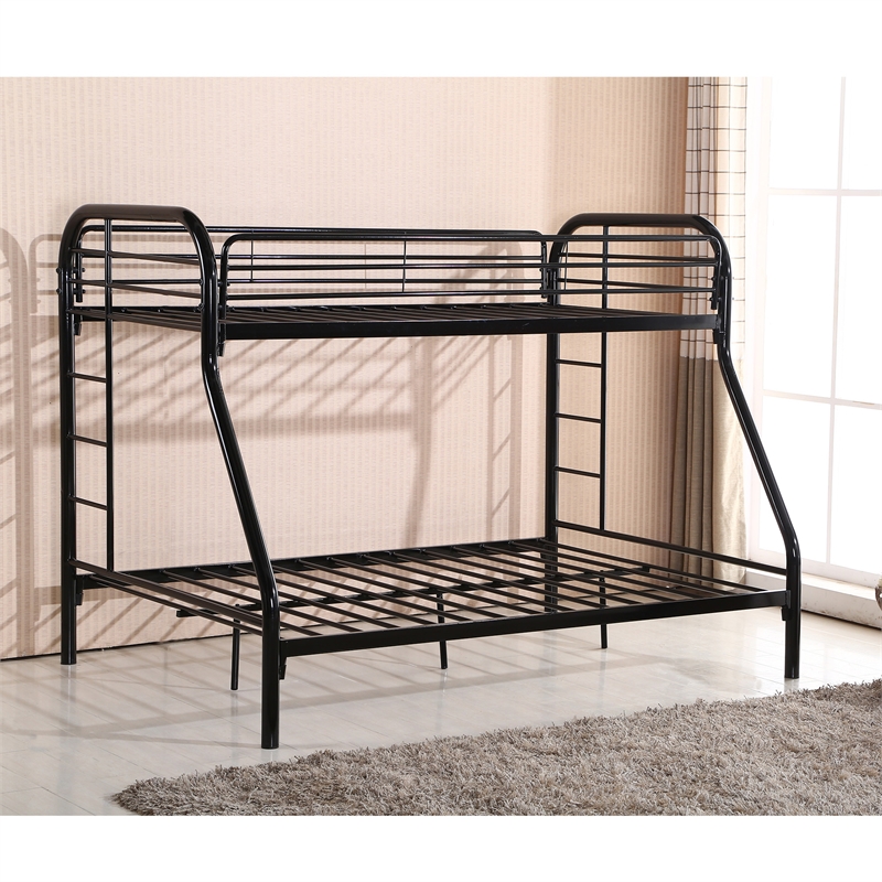 Better Home Products Oasis Twin over Full Metal Bunk Bed in Black