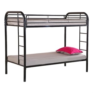 better home products oasis twin over twin metal bunk bed in black