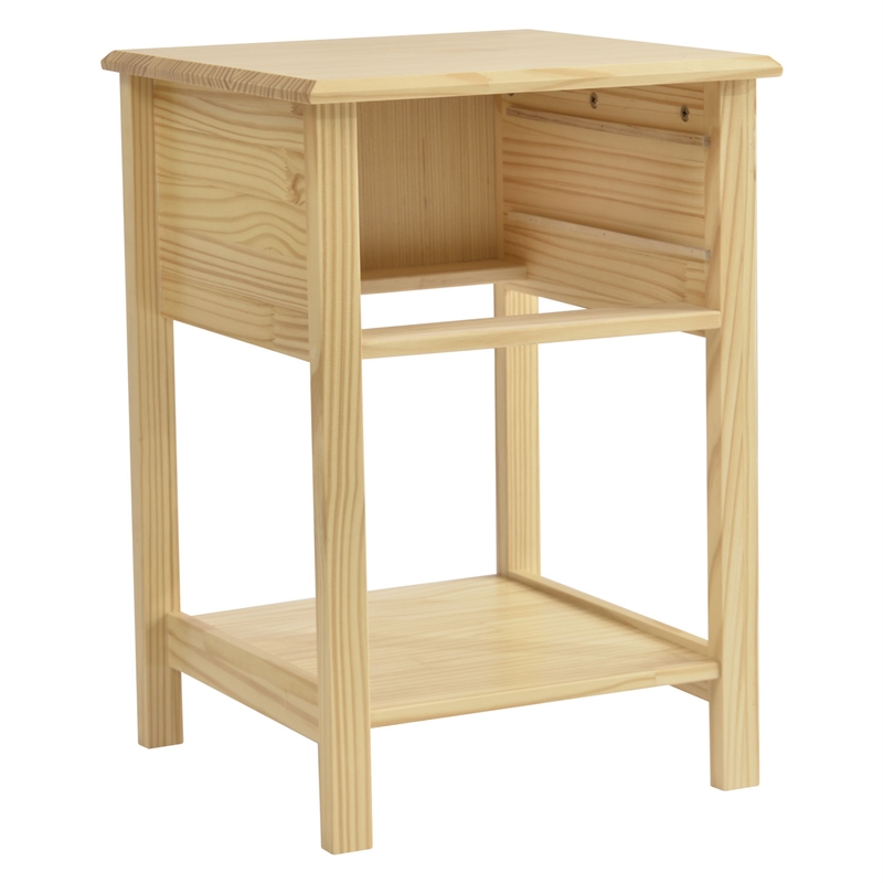 Better Home Products Solid Pine Wood 2 Drawer Nightstand in Natural