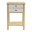 Better Home Products Solid Pine Wood 2 Drawer Nightstand in White & Natural