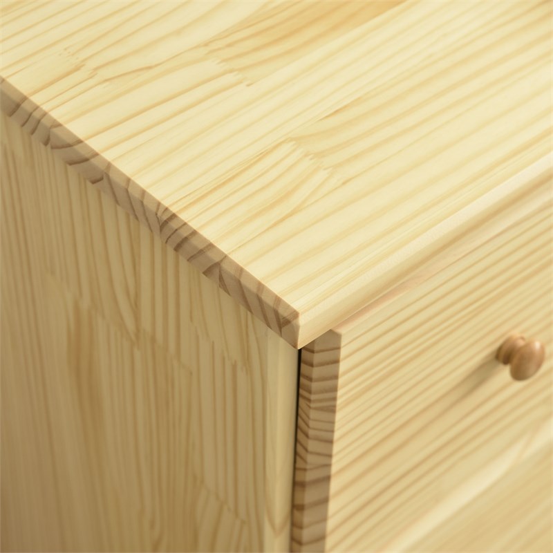 Better Home Products Solid Pine Wood 6 Drawer Double Dresser in Natural.