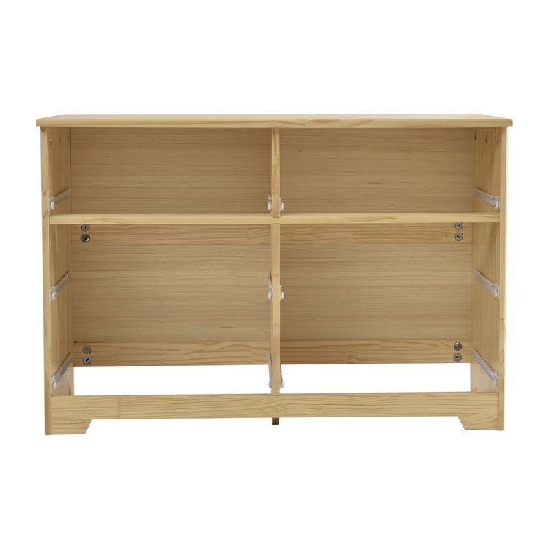 Better Home Products Solid Pine Wood 6 Drawer Double Dresser in Natural.