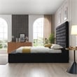 Better Home Products Cosmopolitan Velvet Upholstered Platform King Bed in Black