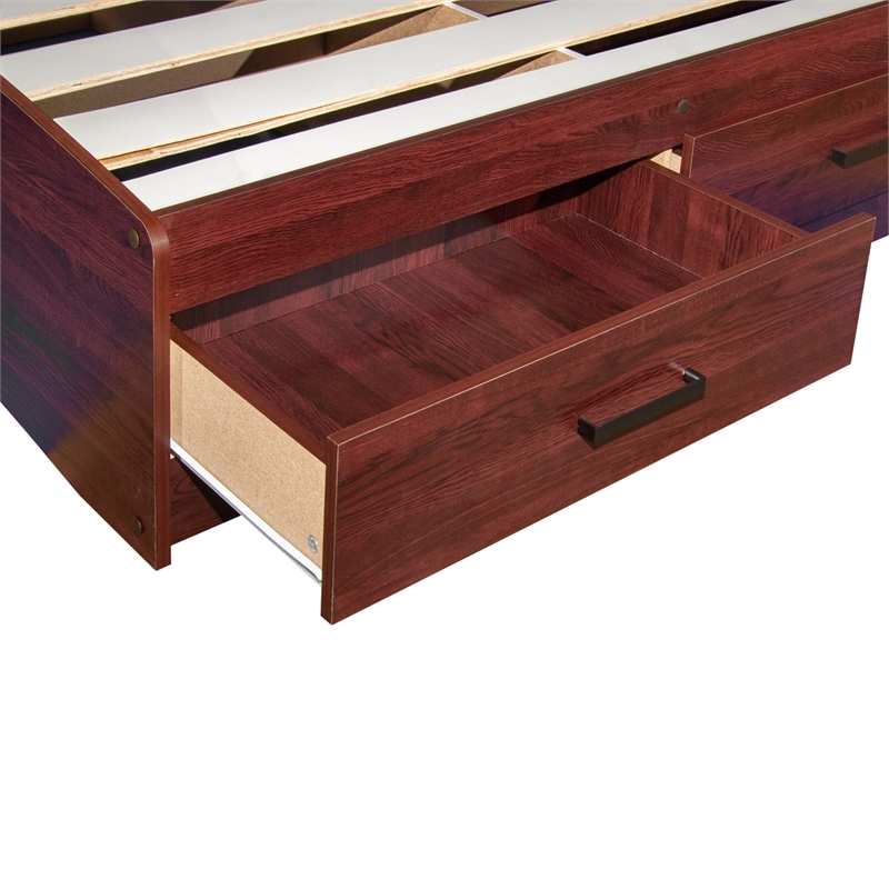 Better Home Products California Wooden Full Captains Bed in Mahogany