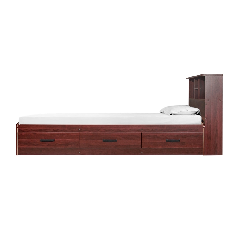 Better Home Products California Wooden Full Captains Bed in Mahogany