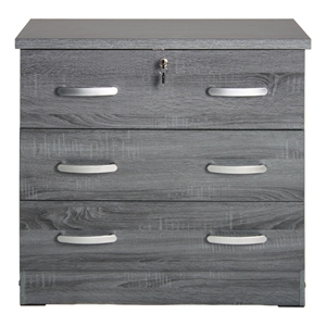 better home products cindy wooden 3 drawer chest bedroom dresser gray