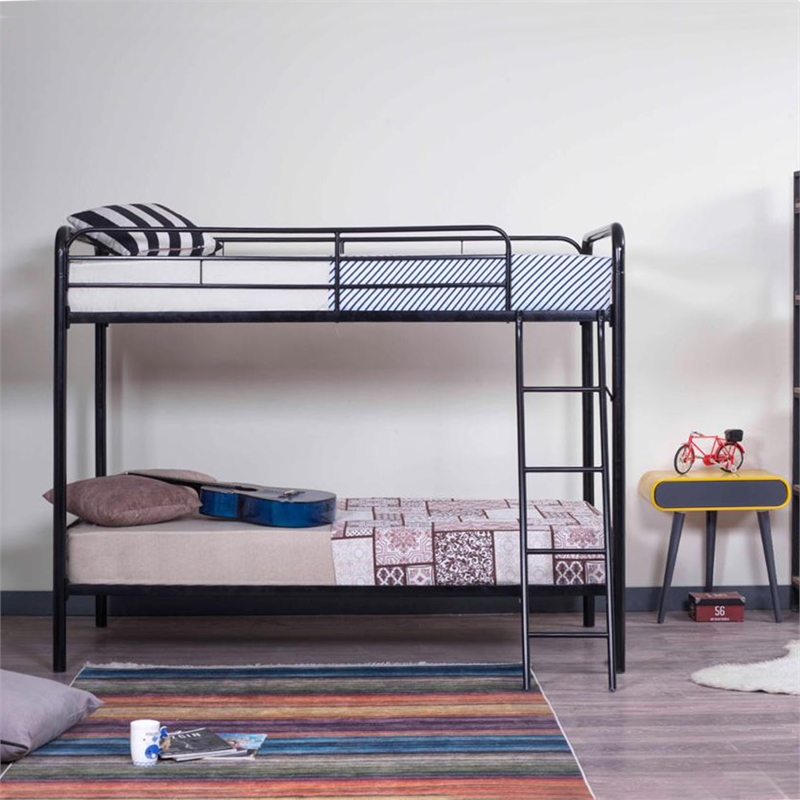 Better Home Products Twin over Twin Metal Bunk Bed in Black