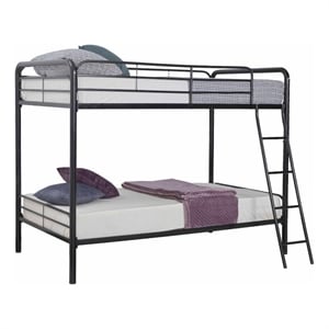 better home products twin over twin metal bunk bed in black