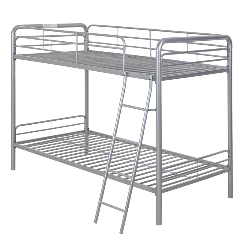 Better Home Products Twin over Twin Metal Bunk Bed in Gray