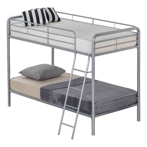 better home products twin over twin metal bunk bed in gray
