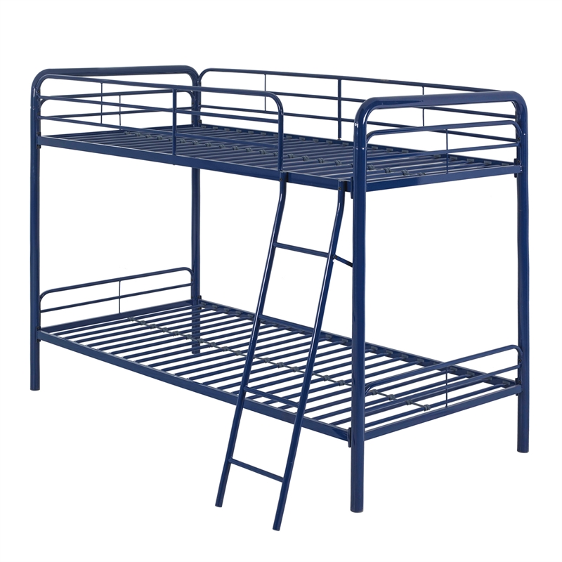 Better Home Products Twin over Twin Metal Bunk Bed in Blue