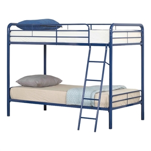 better home products twin over twin metal bunk bed in blue