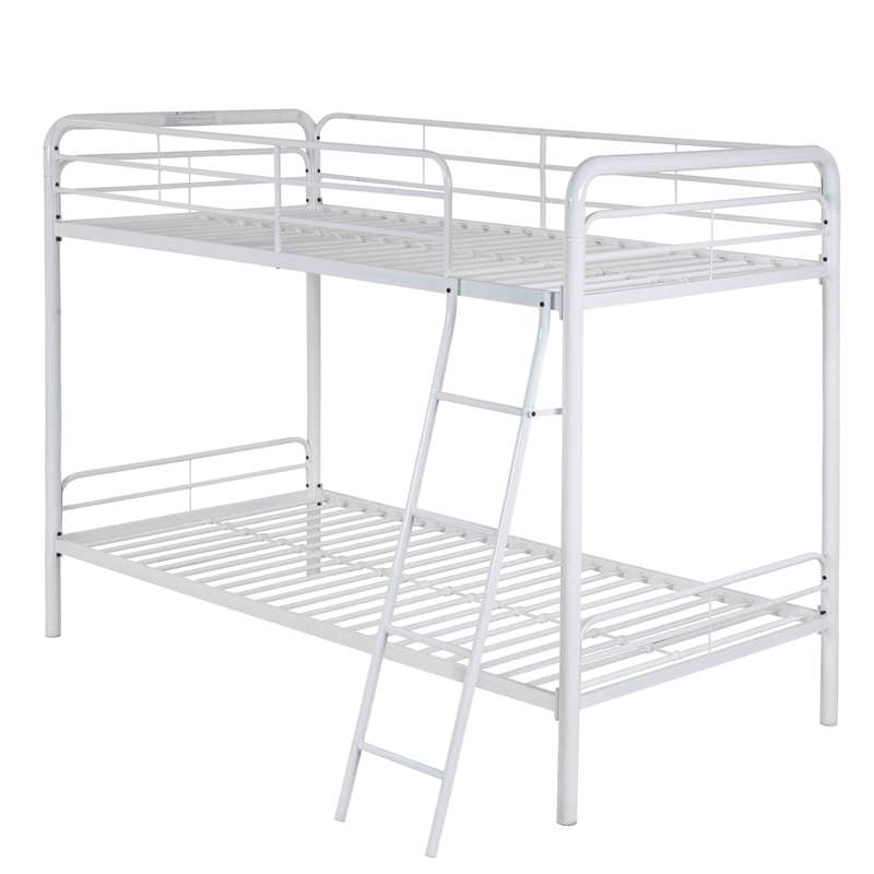 Better Home Products Twin over Twin Metal Bunk Bed in White
