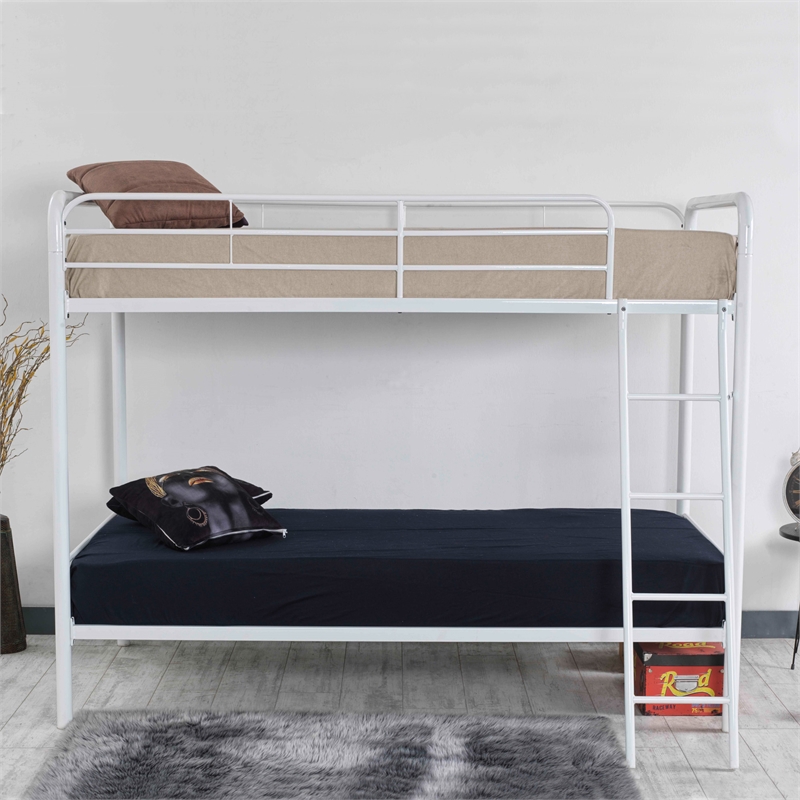 Better Home Products Twin over Twin Metal Bunk Bed in White