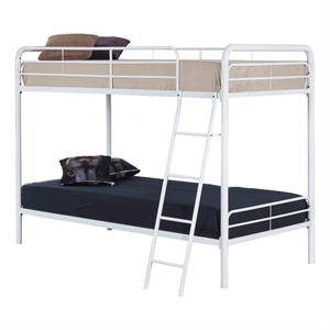 better home products twin over twin metal bunk bed in white