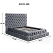 Better Home Products Eleonora Queen Size Velvet Upholstered Bed in Gray