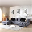 Better Home Products Marigold U-Shaped Velvet Sectional Sofa in Gray