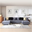 Better Home Products Marigold U-Shaped Velvet Sectional Sofa in Gray