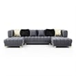 Better Home Products Marigold U-Shaped Velvet Sectional Sofa in Gray