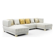 Better Home Products Marigold U-Shaped Velvet Sectional Sofa in Cream
